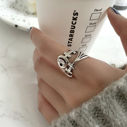 Womens Fishbone Ball Pendant Ring Adjustable Open Ring Thai Silver Plated Fashion Jewelry Gift for Her Elegant Style