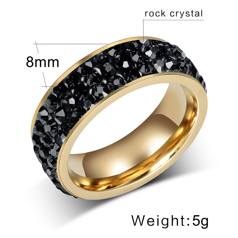 Titanium Steel Joint Ring With Zircon GeometricDesign Electroplated EuropeanAmerican Fashion Jewelry Accessory