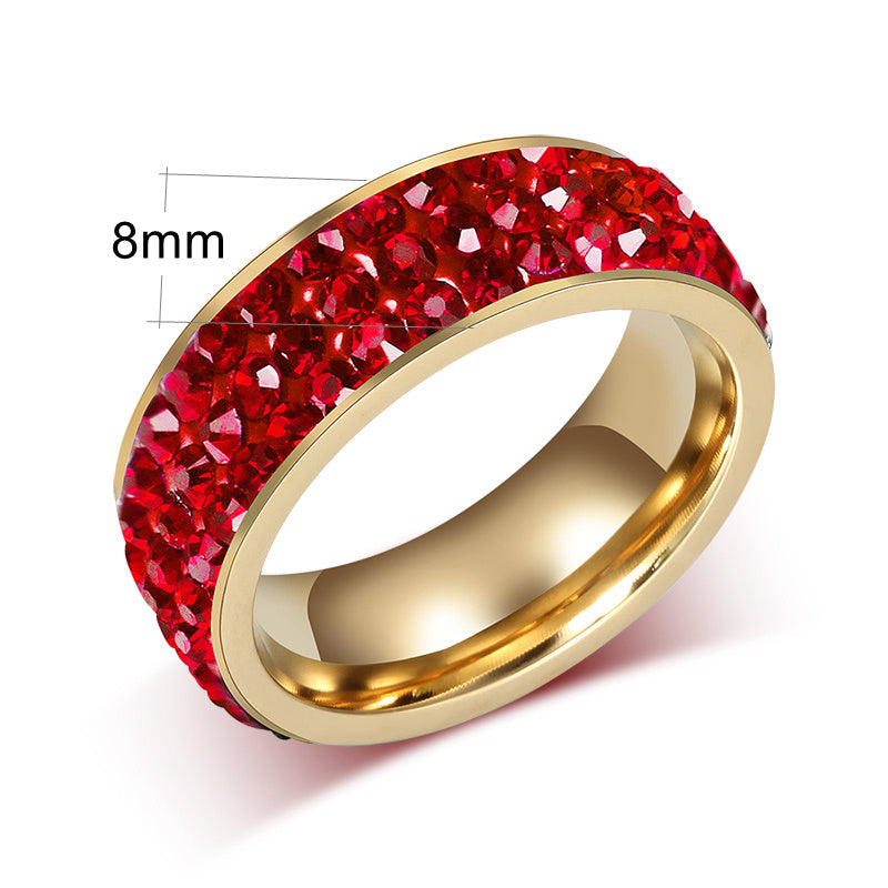 Titanium Steel Joint Ring With Zircon GeometricDesign Electroplated EuropeanAmerican Fashion Jewelry Accessory