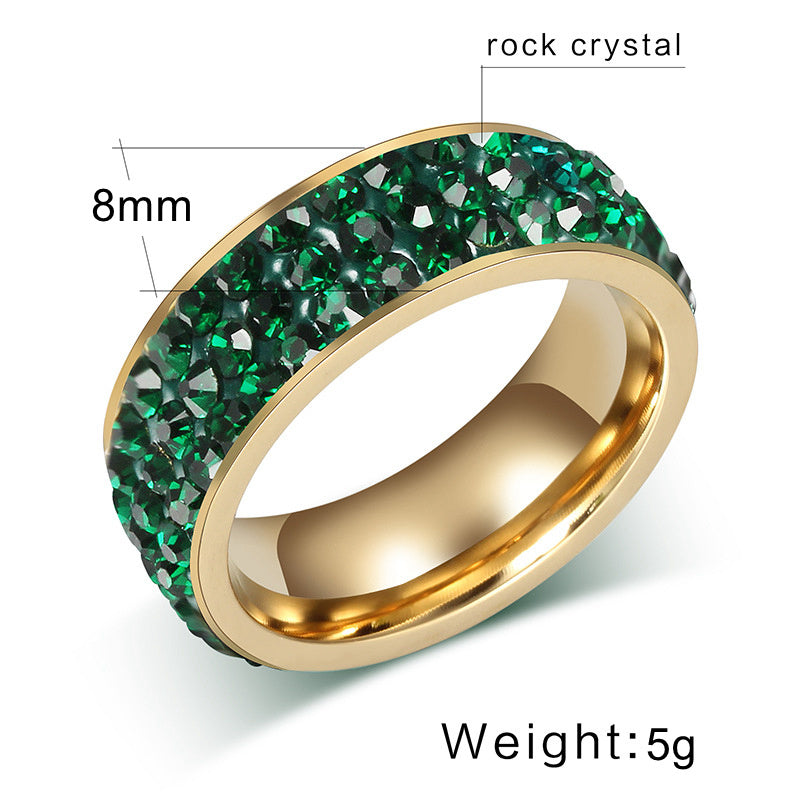 Titanium Steel Joint Ring With Zircon GeometricDesign Electroplated EuropeanAmerican Fashion Jewelry Accessory