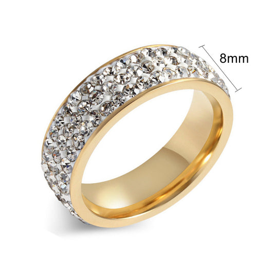 Titanium Steel Joint Ring With Zircon GeometricDesign Electroplated EuropeanAmerican Fashion Jewelry Accessory