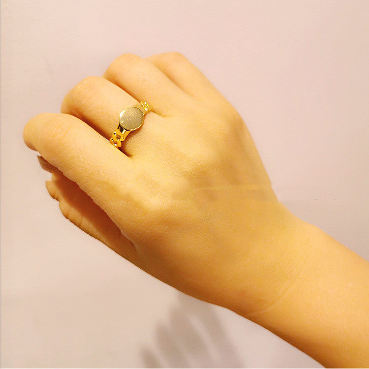 Womens 18K Gold Plated Chain Ring Copper Jewelry For Index Finger European Style Gift Gift For Her Style Piece