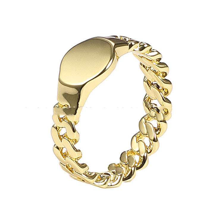 Womens 18K Gold Plated Chain Ring Copper Jewelry For Index Finger European Style Gift Gift For Her Style Piece