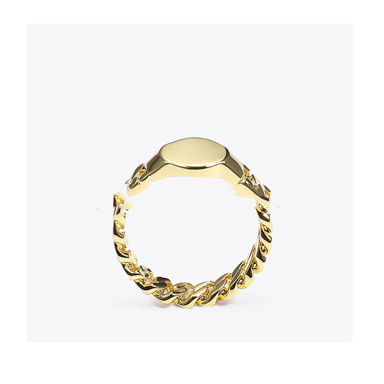 Womens 18K Gold Plated Chain Ring Copper Jewelry For Index Finger European Style Gift Gift For Her Style Piece