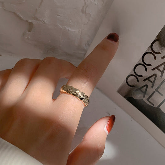 Womens Open Ring Electroplated Alloy Metal Ring With Artificial Gem Simple Circle Ring Retro Plain Ring All Match