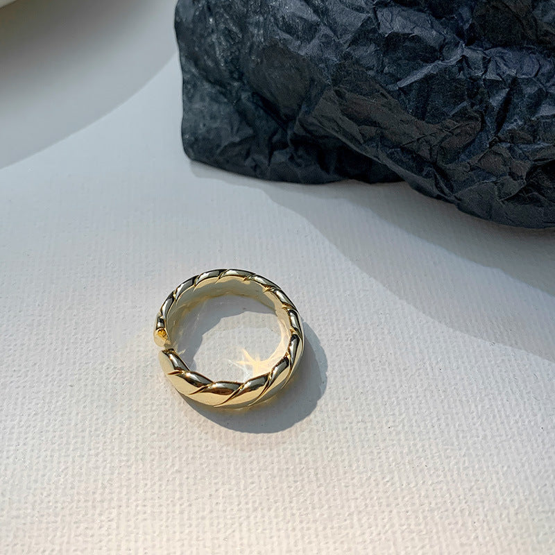 Womens Open Ring Electroplated Alloy Metal Ring With Artificial Gem Simple Circle Ring Retro Plain Ring All Match