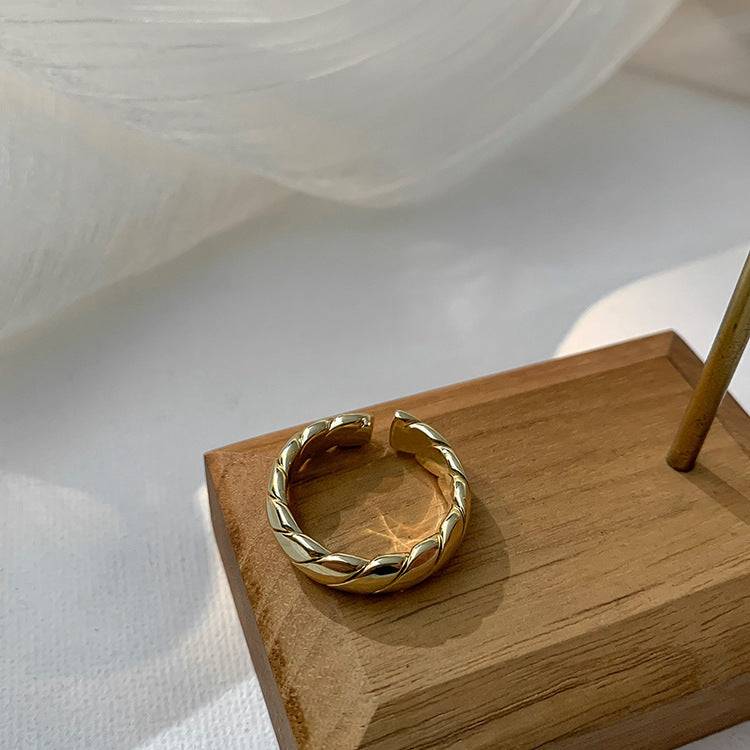 Womens Open Ring Electroplated Alloy Metal Ring With Artificial Gem Simple Circle Ring Retro Plain Ring All Match