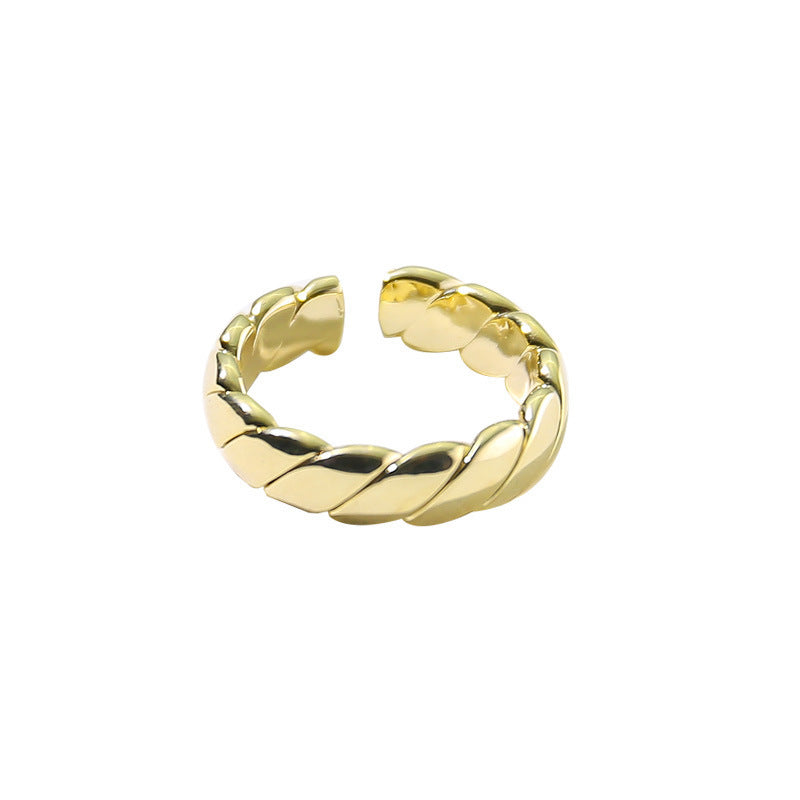 Womens Open Ring Electroplated Alloy Metal Ring With Artificial Gem Simple Circle Ring Retro Plain Ring All Match