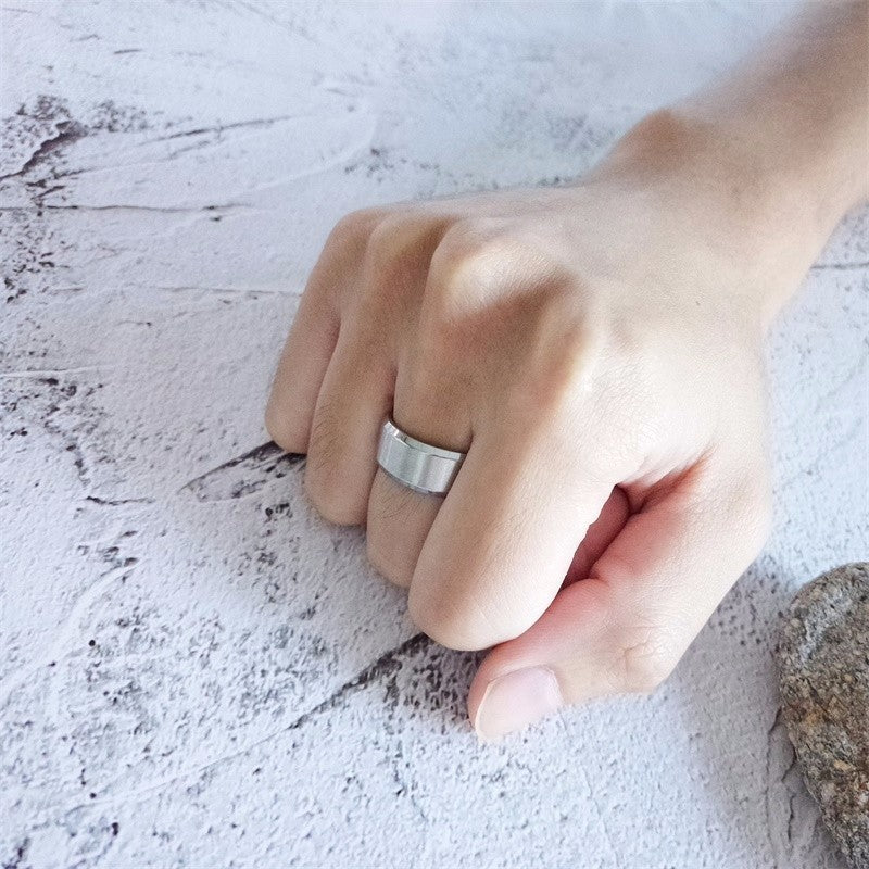 Unisex Stainless Steel Ring Geometric Band Korean Style Minimalist Design Smooth Modern Jewelry Everyday Wear