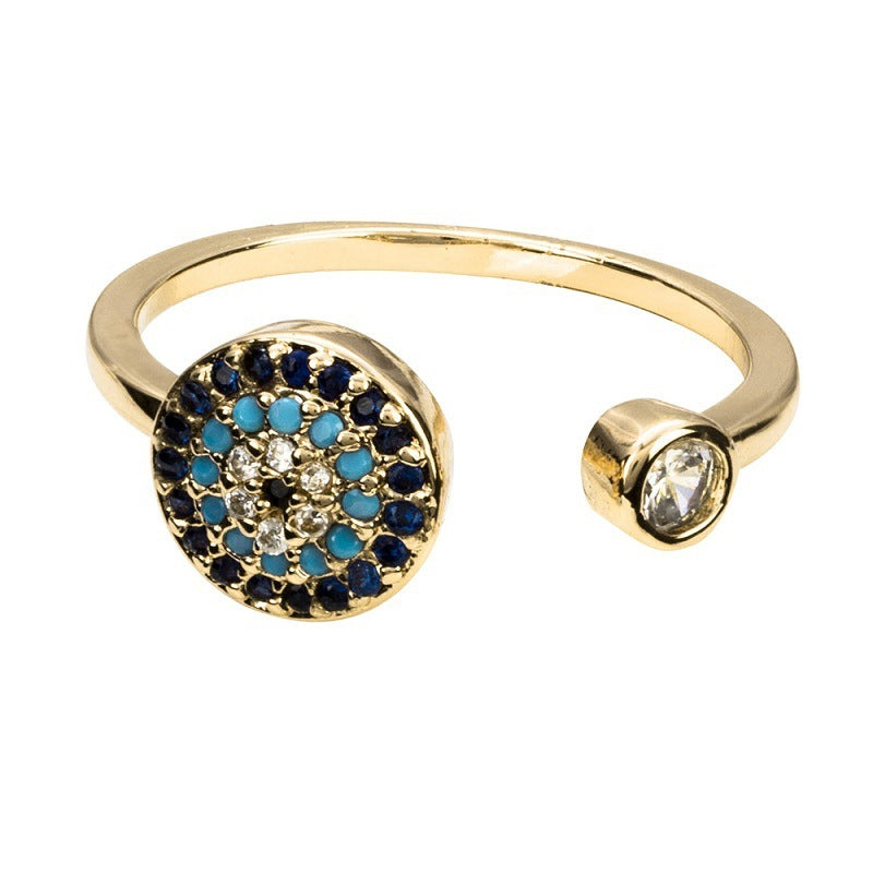 Womens Devils Eye Ring Copper Electroplated Geometric Fashion Jewelry Elegant Durable Everyday Wear Statement Accessory