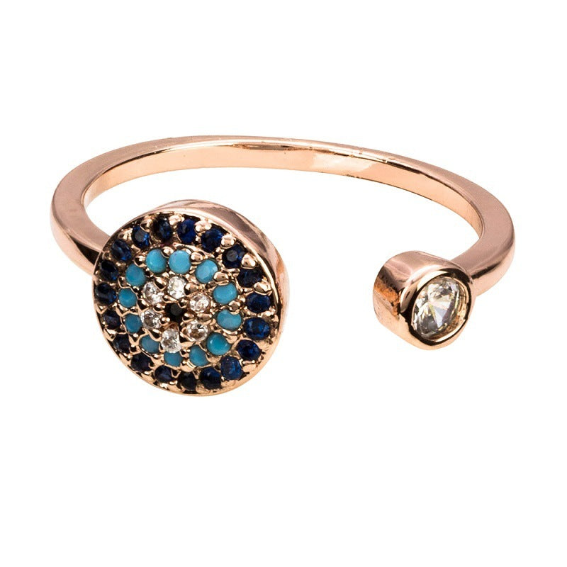 Womens Devils Eye Ring Copper Electroplated Geometric Fashion Jewelry Elegant Durable Everyday Wear Statement Accessory