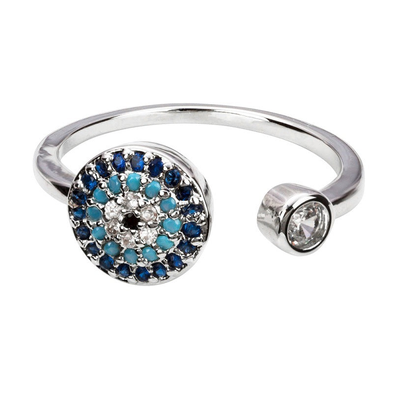 Womens Devils Eye Ring Copper Electroplated Geometric Fashion Jewelry Elegant Durable Everyday Wear Statement Accessory