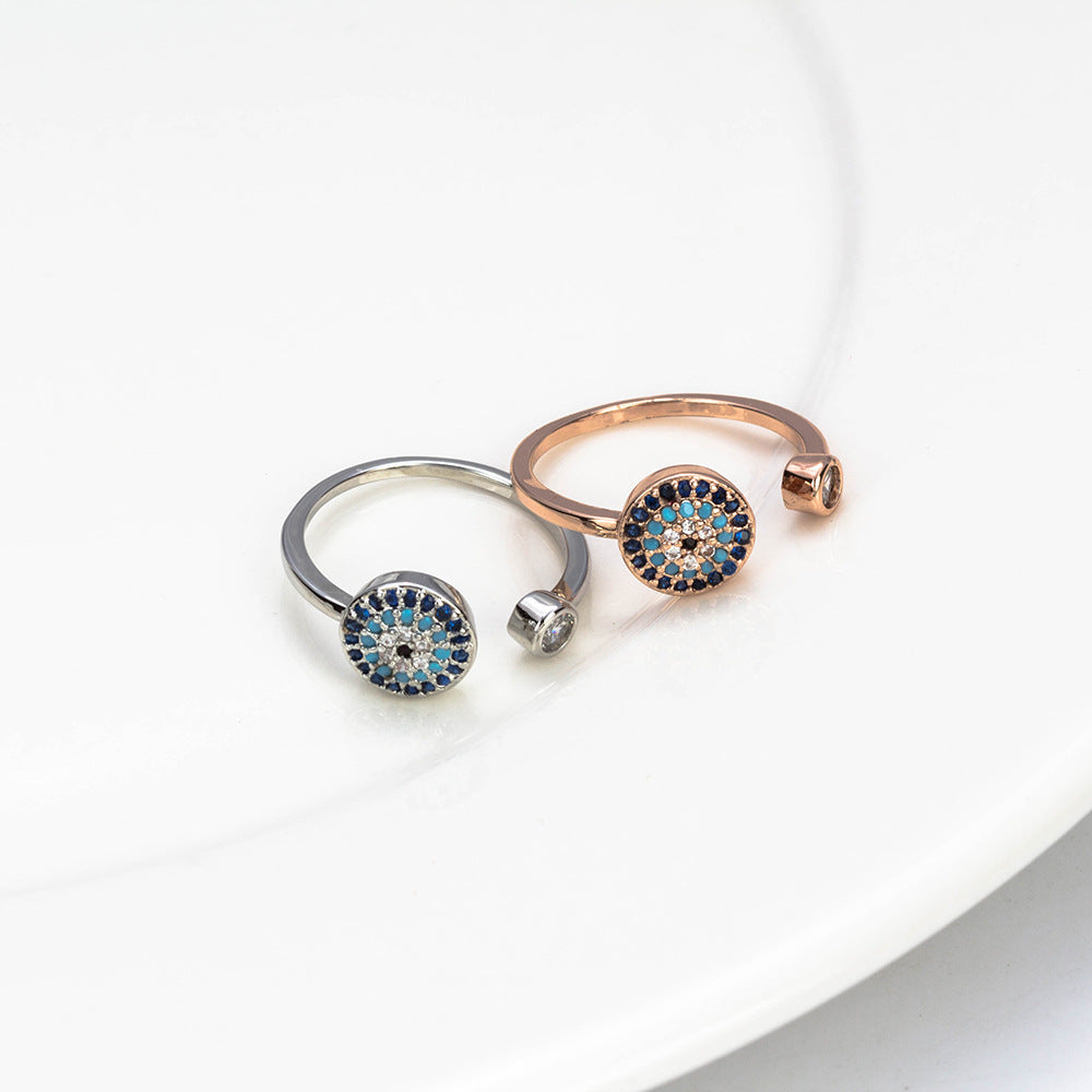 Womens Devils Eye Ring Copper Electroplated Geometric Fashion Jewelry Elegant Durable Everyday Wear Statement Accessory