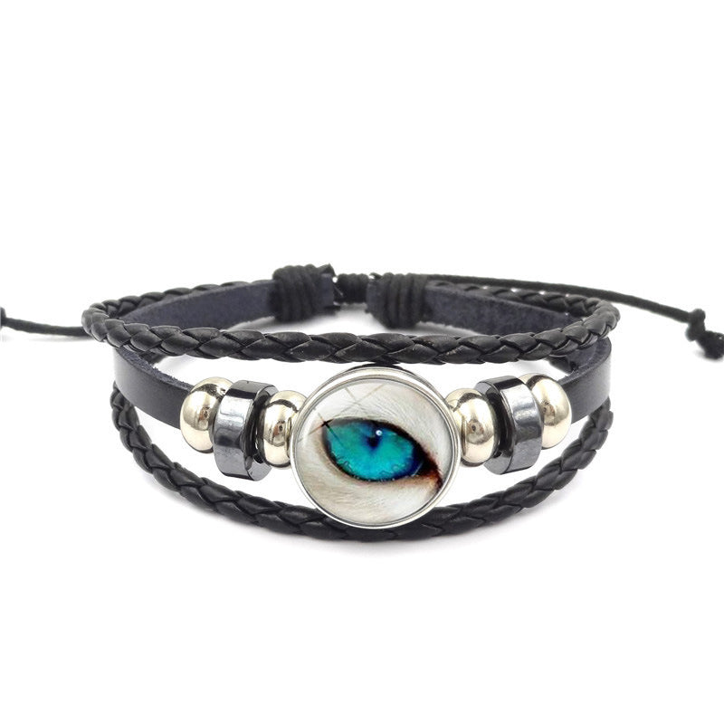 Unisex Vintage Leather Bracelet Gold Plated Gemstones Multilayer Beaded Braided Jewelry Elegant European Style