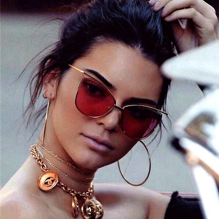 Womens Cat Eye Sunglasses Fashion Trendy Metal Frame UV400 Protection Resin Lenses Classic Eyewear For Women Everyday