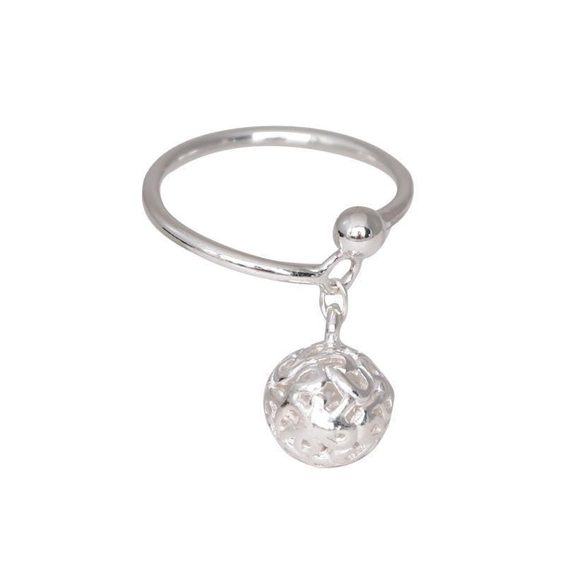 Womens Vintage Brass Ring Open Hollow Lucky Ball Design Constellation Jewelry Elegant Statement Fashion Ring For Women