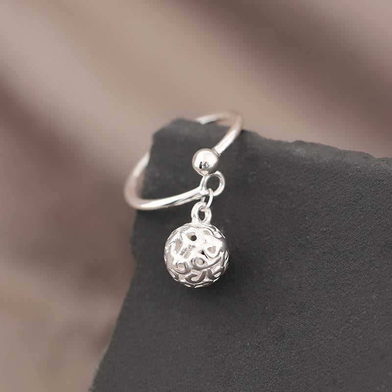 Womens Vintage Brass Ring Open Hollow Lucky Ball Design Constellation Jewelry Elegant Statement Fashion Ring For Women