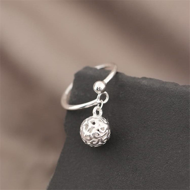 Womens Vintage Brass Ring Open Hollow Lucky Ball Design Constellation Jewelry Elegant Statement Fashion Ring For Women