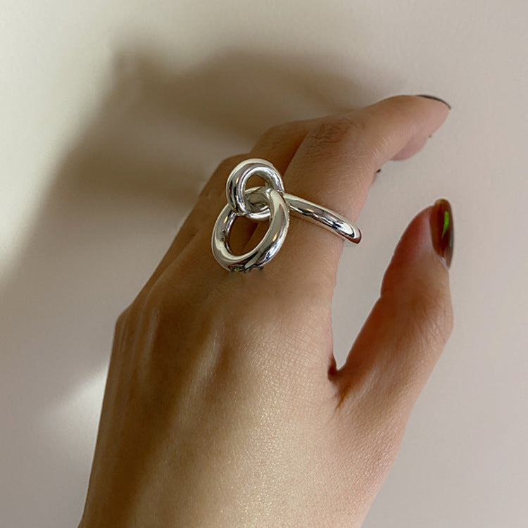 Geometric Opening Ring Sterling Silver 925 Korean Style Minimalist Adjustable Ring For Women For Everyday Use