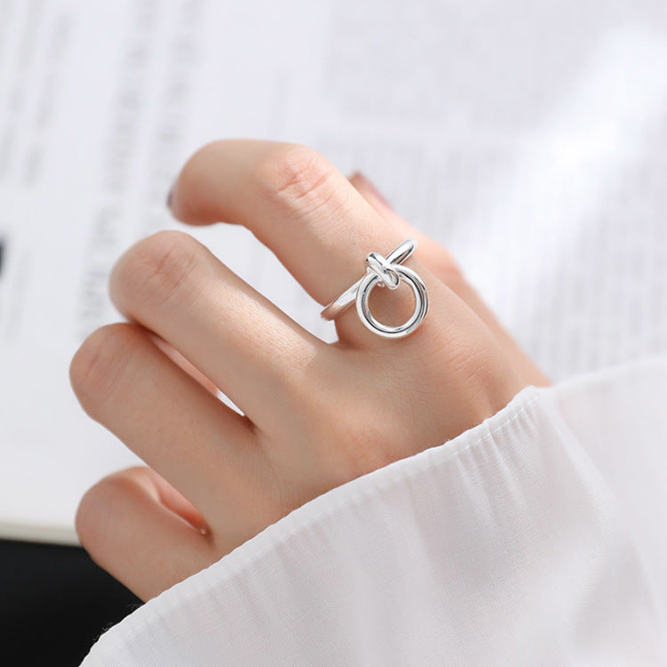 Geometric Opening Ring Sterling Silver 925 Korean Style Minimalist Adjustable Ring For Women For Everyday Use