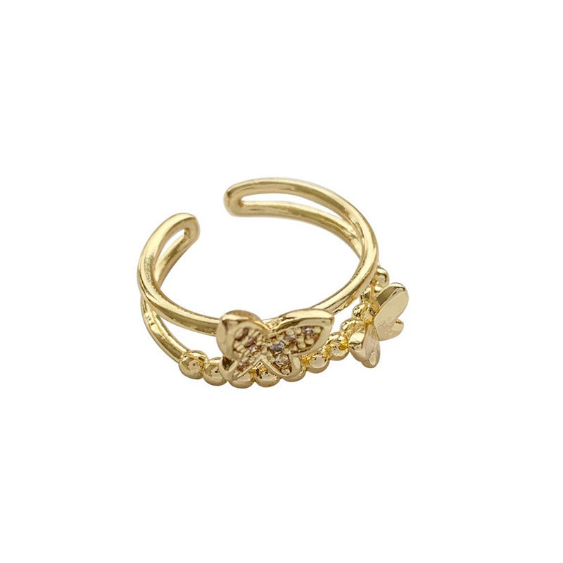 Geometric Ring For Women Golden Bow Design Electroplated Alloy Jewelry Fashion Accessories Golden Bow Accessory