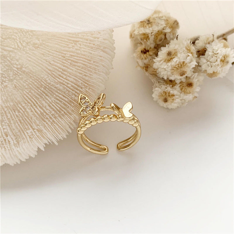 Geometric Ring For Women Golden Bow Design Electroplated Alloy Jewelry Fashion Accessories Golden Bow Accessory