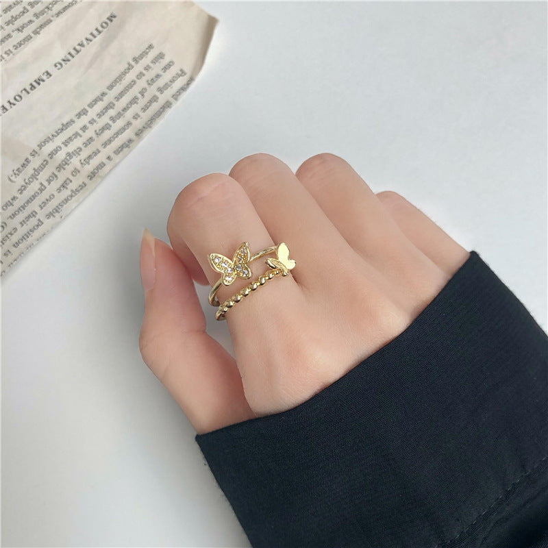 Geometric Ring For Women Golden Bow Design Electroplated Alloy Jewelry Fashion Accessories Golden Bow Accessory