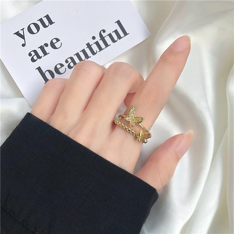 Geometric Ring For Women Golden Bow Design Electroplated Alloy Jewelry Fashion Accessories Golden Bow Accessory