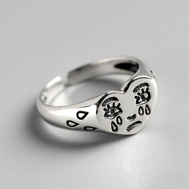 Heart Shape Adjustable Copper Ring For Women With Vintage Silver Plating Finish Perfect For Wedding Gift Ideas