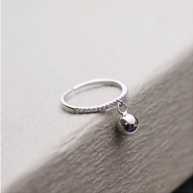 Womens Korean Fashion 925 Sterling Silver Ring Small Round Ball Diamond Geometric Electroplated Jewelry Accessory