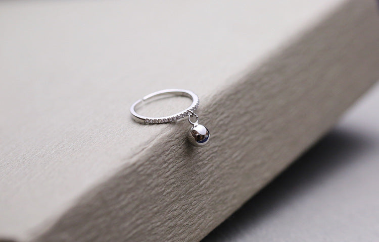 Womens Korean Fashion 925 Sterling Silver Ring Small Round Ball Diamond Geometric Electroplated Jewelry Accessory