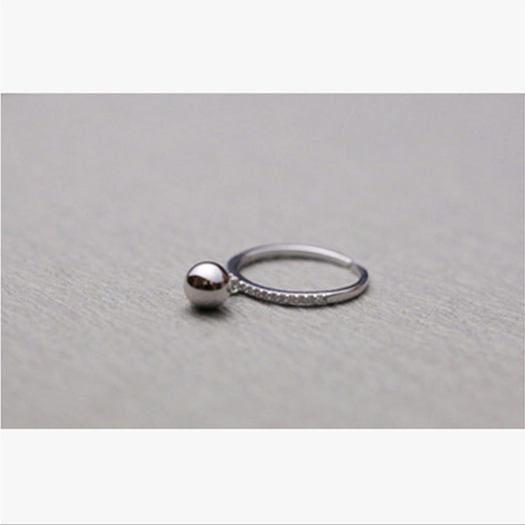 Womens Korean Fashion 925 Sterling Silver Ring Small Round Ball Diamond Geometric Electroplated Jewelry Accessory