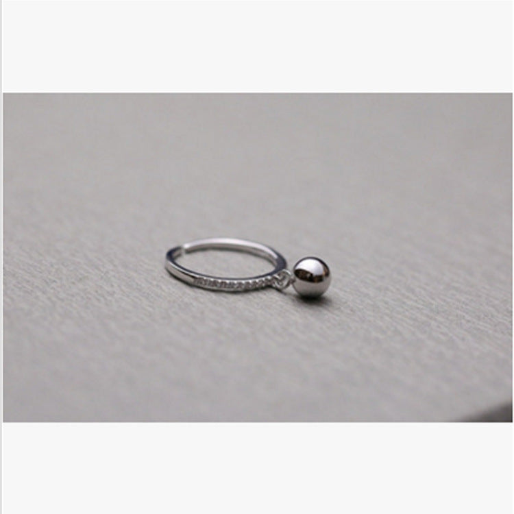 Womens Korean Fashion 925 Sterling Silver Ring Small Round Ball Diamond Geometric Electroplated Jewelry Accessory