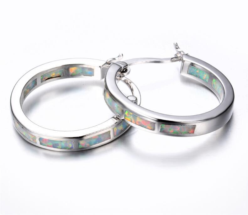 C Shaped Opalescent Earrings Geometric Dangle Platinum Plated Alloy Drop Jewelry For Weddings Gifts For Brides Gems