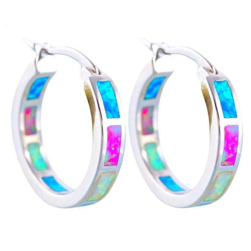 C Shaped Opalescent Earrings Geometric Dangle Platinum Plated Alloy Drop Jewelry For Weddings Gifts For Brides Gems