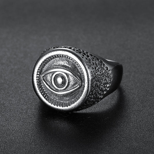 Mens Eye Of Horus Ring Titanium Steel Ancient Egyptian Style Durable Jewelry Sizes 7 8 9 10 11 12 13 14 15 Bold Design