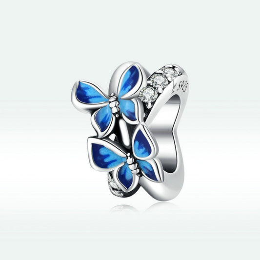 Sterling Silver Flying Butterfly Charm Bead For Bracelets And Necklaces 925 Loose Bead For Jewelry Making For Crafts