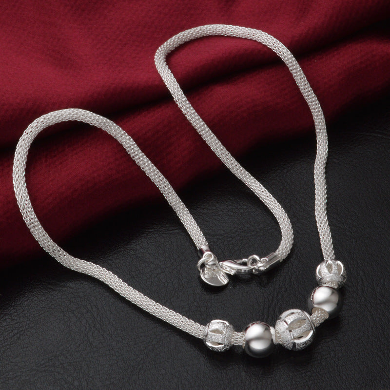 Womens Layered Flower Necklace Silver Plated 925 Pendant Copper Electroplated Chain10cm Fashion Jewelry For Her