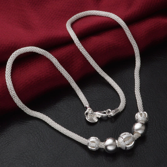 Womens Layered Flower Necklace Silver Plated 925 Pendant Copper Electroplated Chain10cm Fashion Jewelry For Her