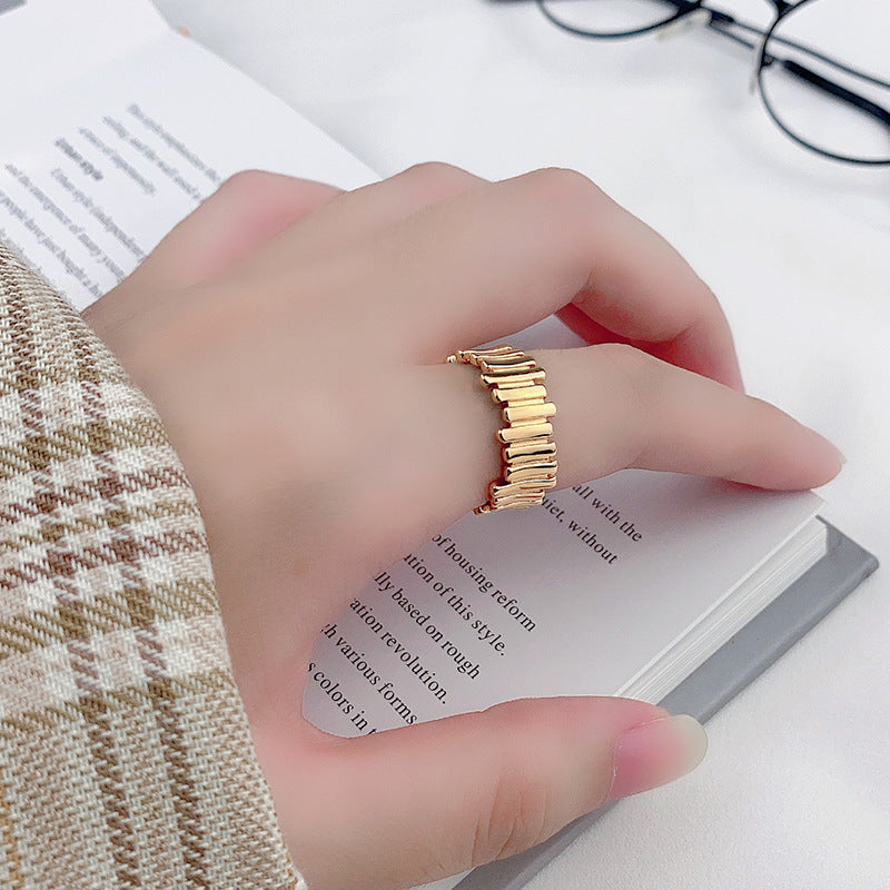 Geometric Copper Ring for Women Irregular Opening Band Style Electroplated Jewelry Gift for Her Elegant Ring Accessory