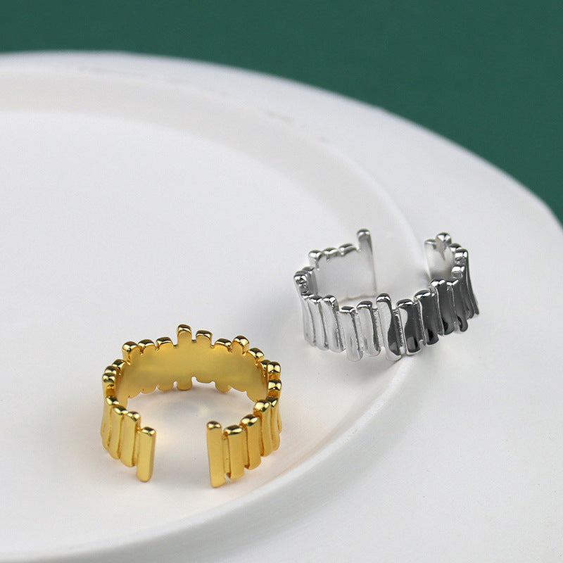 Geometric Copper Ring for Women Irregular Opening Band Style Electroplated Jewelry Gift for Her Elegant Ring Accessory