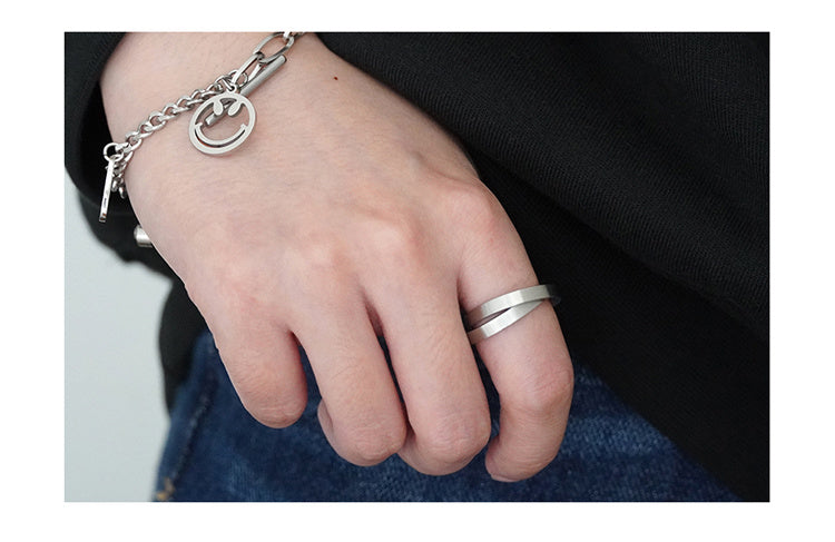 Titanium Steel Double Ring Cross Ring For Men And Women Fashion Jewelry Gift For Him Or Her Promise Rings Gift