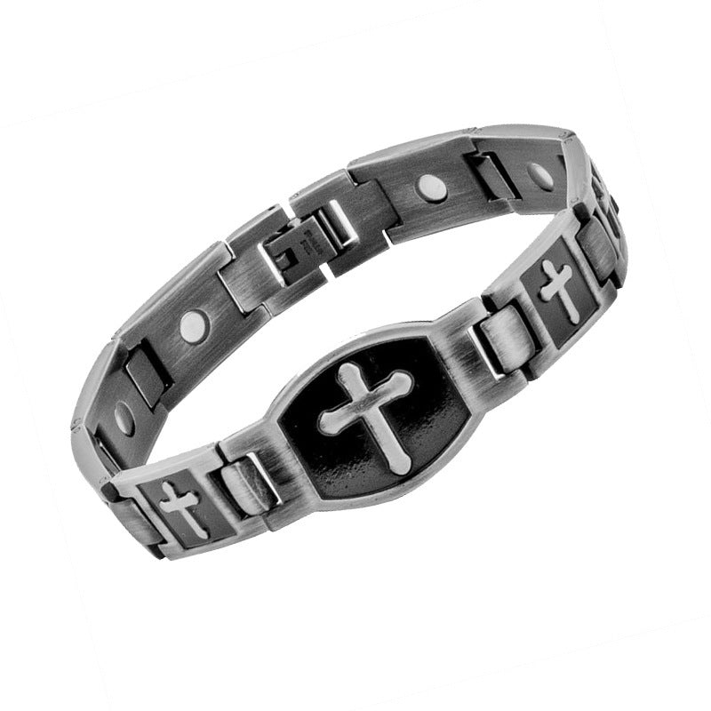 Mens Womens Copper Magnetic Cross Totem Bracelet Religious Jewelry Gift for Men Women Anniversary Opening Ceremony