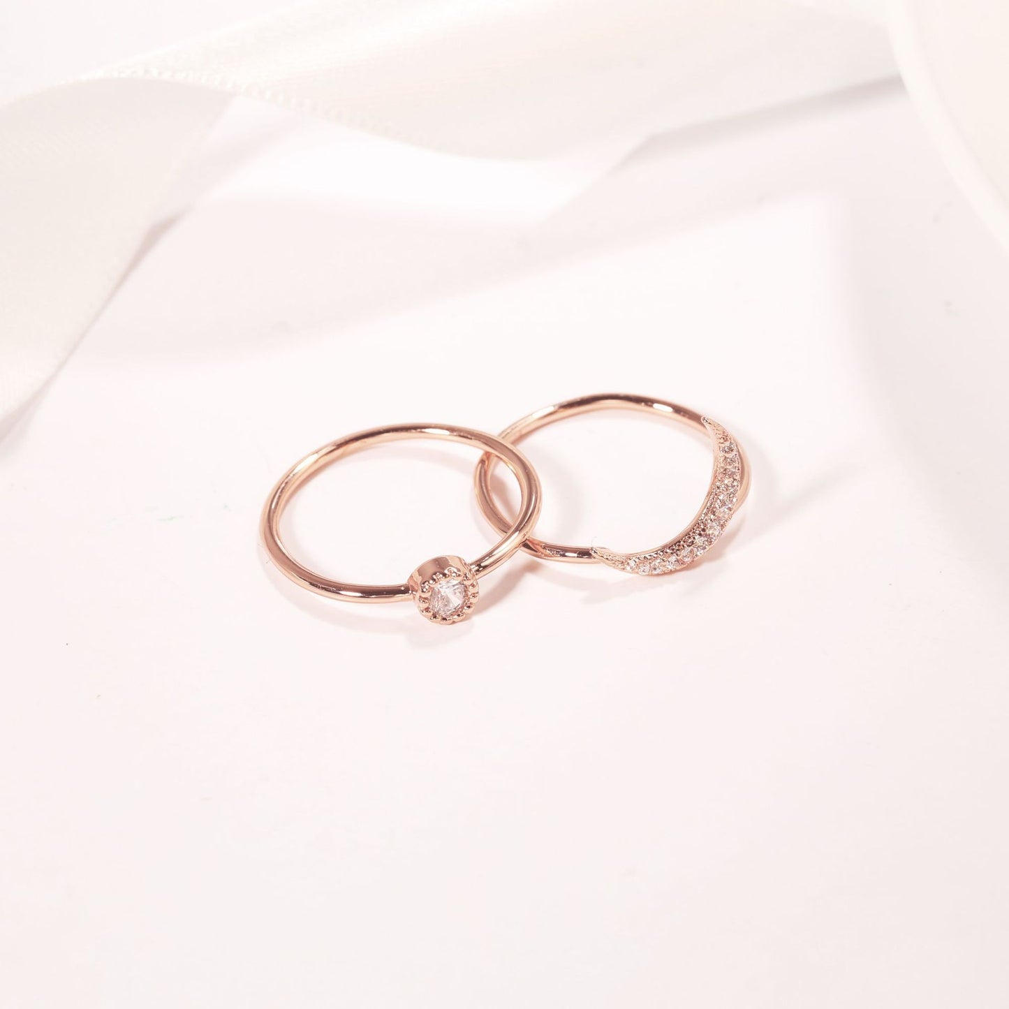 Womens Ring Sun Moon Crystal Inlaid Gold Plated Fashion Jewelry Geometric Design Elegant Durable Versatile Unique