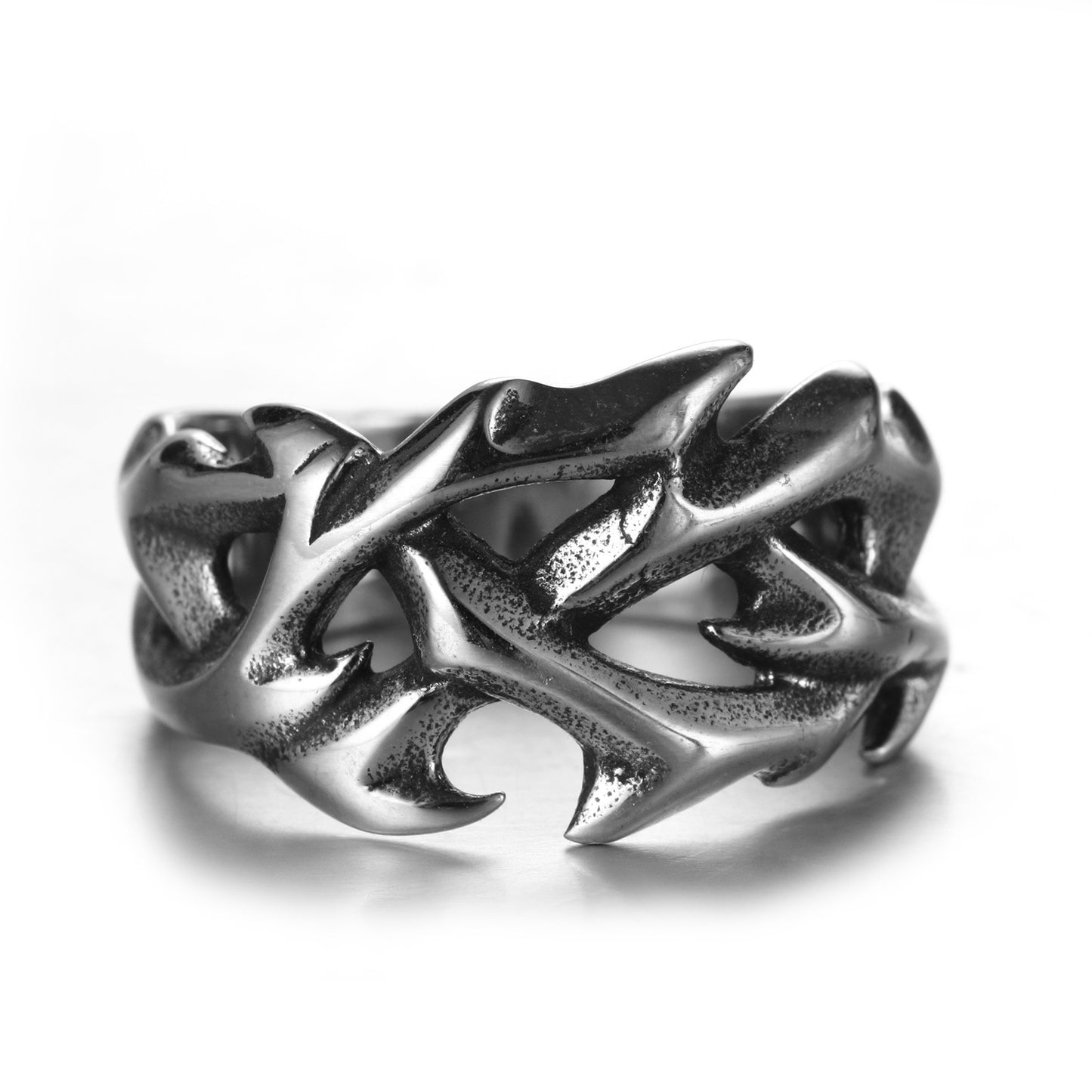 Geometric Ring for Men and Women Stainless Steel Band Hollow Lightning Design Punk Ring Titanium Silvery Alloy