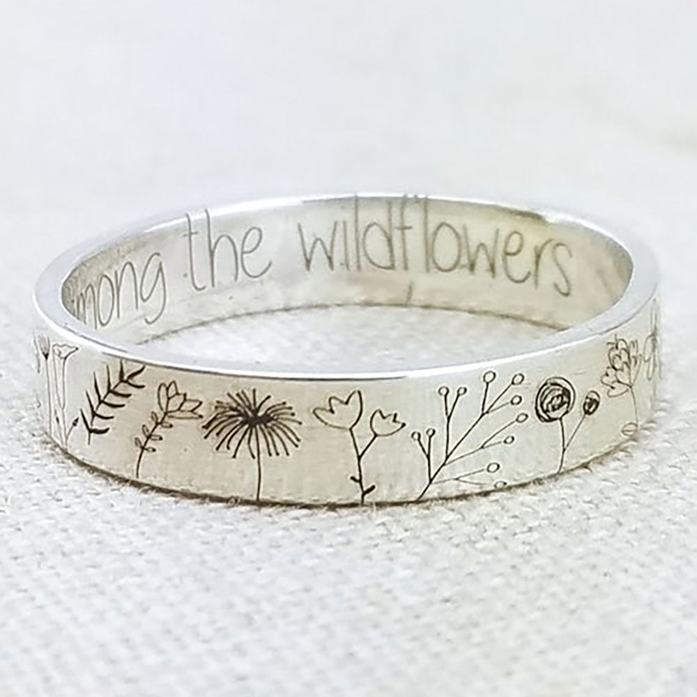 Alloy Flower Garden Ring With Natural Wildflower Design Electroplated Jewelry For Her Elegant Accessory For Her