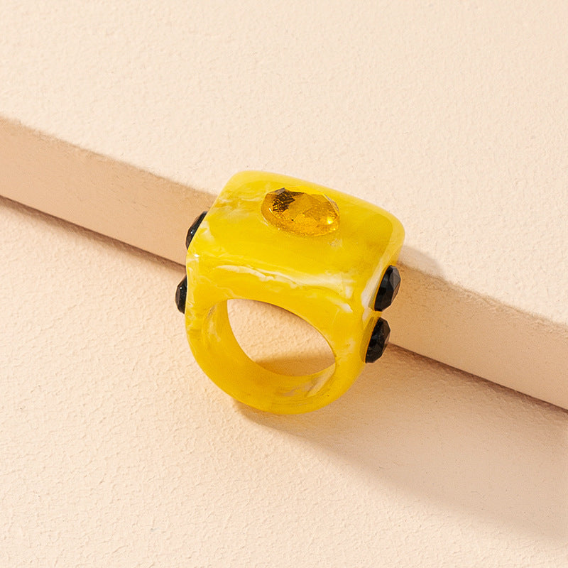 Unisex Acrylic Resin Ring Geometric Style Travel Gift Birthday Holiday European American Fashion Ring Elegance