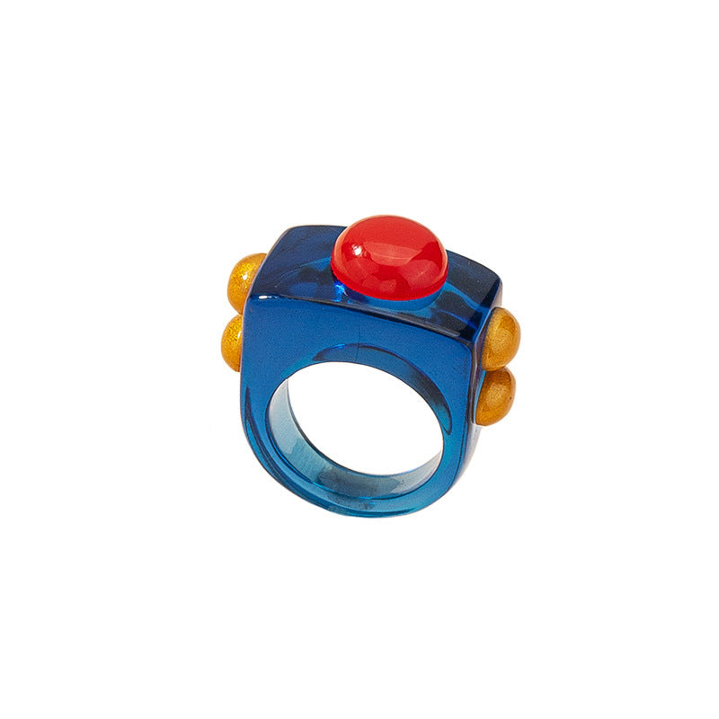 Unisex Acrylic Resin Ring Geometric Style Travel Gift Birthday Holiday European American Fashion Ring Elegance