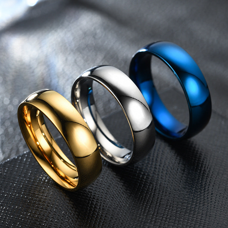 Durable Stainless Steel Ring 6mm CNC Processed Vacuum Plated Polished Finish with Inner and Outer Ball Design Details