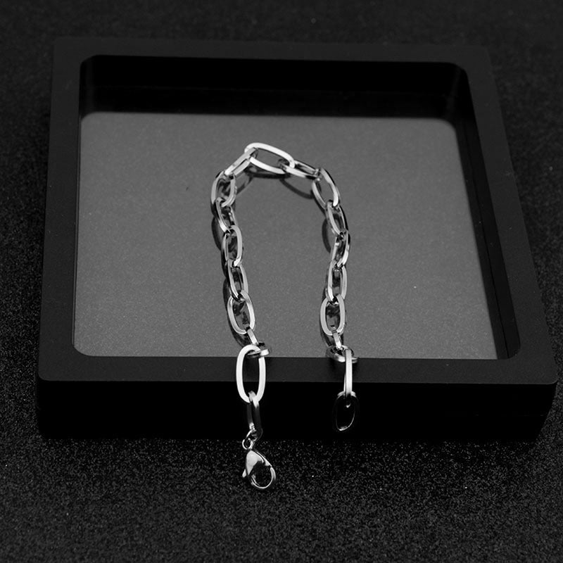 Unisex Titanium Steel Bracelet Retro Chain Polished No Fading Hypoallergenic Jewelry Everyday Wear 22cm Length